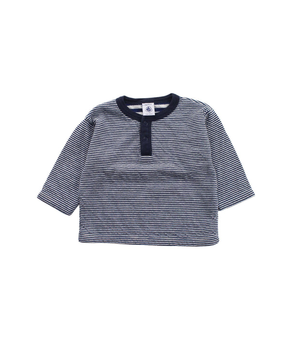 A Blue Long Sleeve Tops from Petit Bateau in size 6-12M for boy. (Front View)