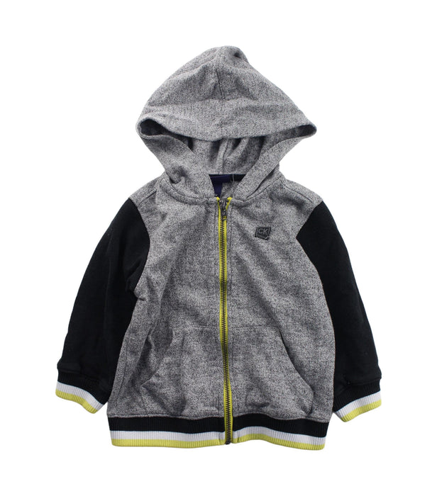 A Black Zippered Sweatshirts from Calvin Klein in size 2T for boy. (Front View)
