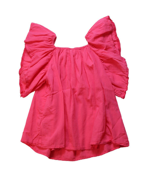 A Pink Short Sleeve Tops from Bonton in size 6T for girl. (Back View)