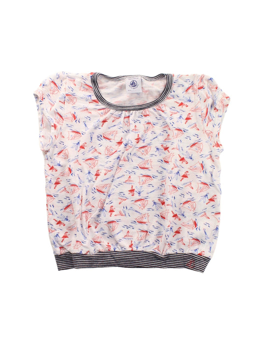 A White Short Sleeve Tops from Petit Bateau in size 4T for girl. (Front View)