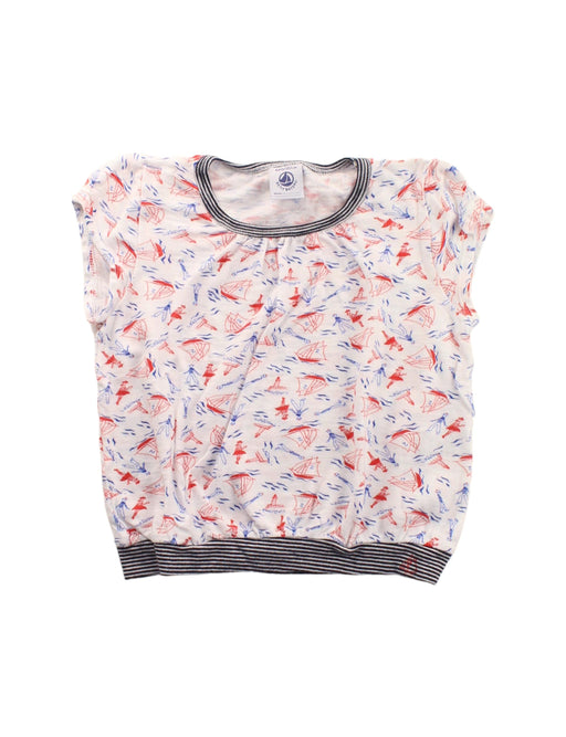 A White Short Sleeve Tops from Petit Bateau in size 4T for girl. (Front View)