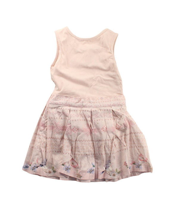 A Pink Sleeveless Dresses from Lapin House in size 4T for girl. (Back View)