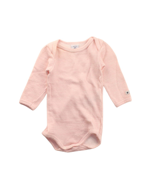A Pink Long Sleeve Bodysuits from Petit Bateau in size 3-6M for girl. (Front View)
