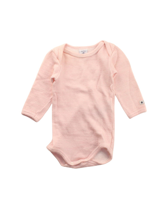 A Pink Long Sleeve Bodysuits from Petit Bateau in size 3-6M for girl. (Front View)