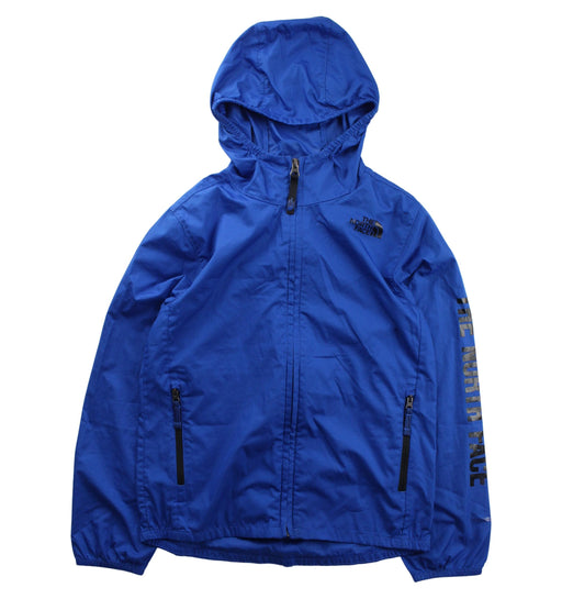 A Blue Lightweight Jackets from The North Face in size 7Y for boy. (Front View)