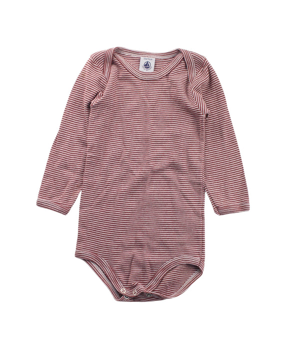 A White Long Sleeve Bodysuits from Petit Bateau in size 6-12M for boy. (Front View)