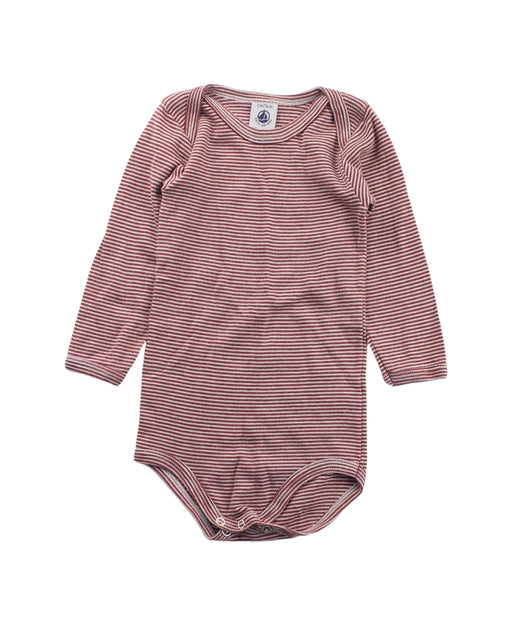 A White Long Sleeve Bodysuits from Petit Bateau in size 6-12M for boy. (Front View)