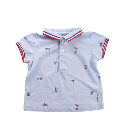 A White Short Sleeve Polos from Jacadi in size 3-6M for boy. (Front View)