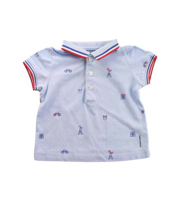 A White Short Sleeve Polos from Jacadi in size 3-6M for boy. (Front View)
