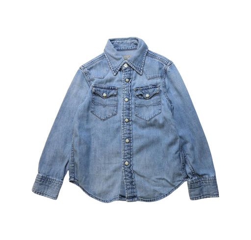 A Blue Long Sleeve Shirts from Polo Ralph Lauren in size 4T for boy. (Front View)