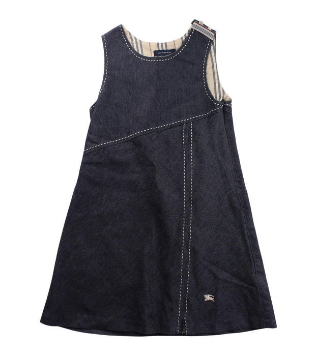 A Blue Sleeveless Dresses from Burberry in size 5T for girl. (Front View)