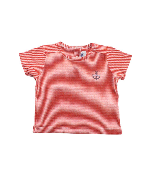 A Red Short Sleeve T Shirts from Petit Bateau in size 6-12M for girl. (Front View)
