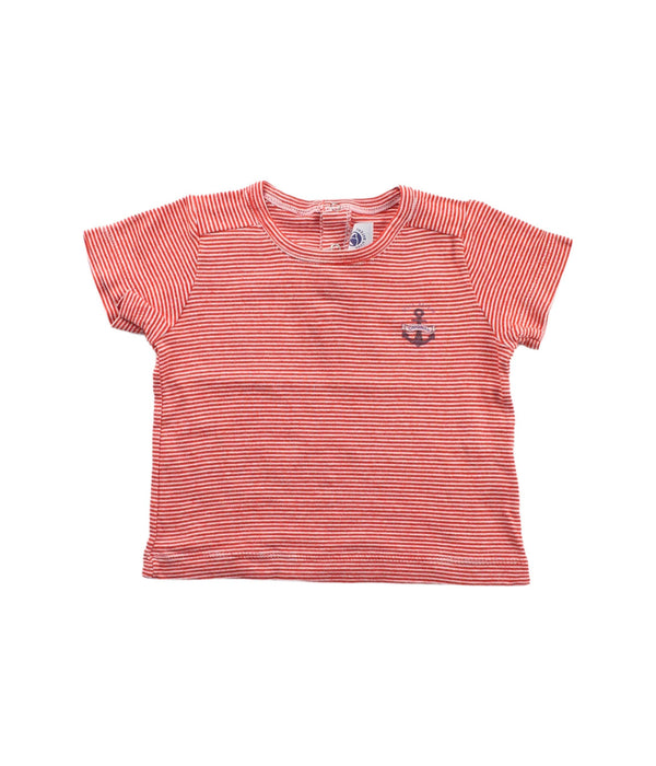 A Red Short Sleeve T Shirts from Petit Bateau in size 6-12M for girl. (Front View)