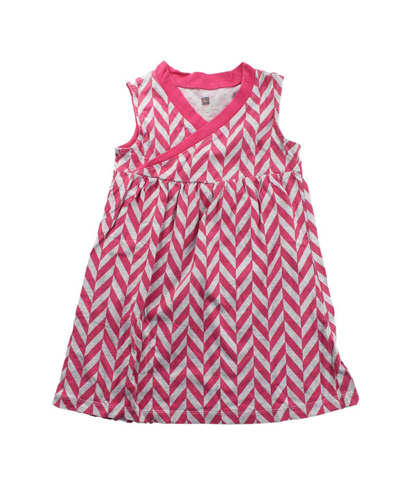 A Pink Sleeveless Dresses from Tea in size 4T for girl. (Front View)