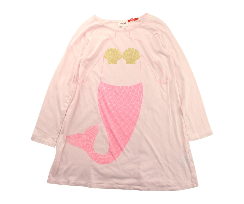 A Pink Long Sleeve Dresses from Seed in size 5T for girl. (Front View)