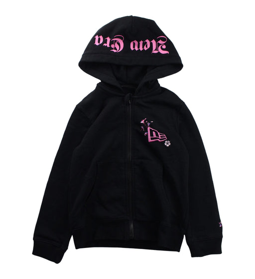 A Black Zippered Sweatshirts from New Era in size 5T for girl. (Front View)