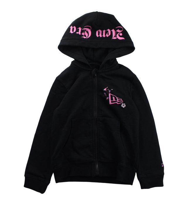 A Black Zippered Sweatshirts from New Era in size 5T for girl. (Front View)