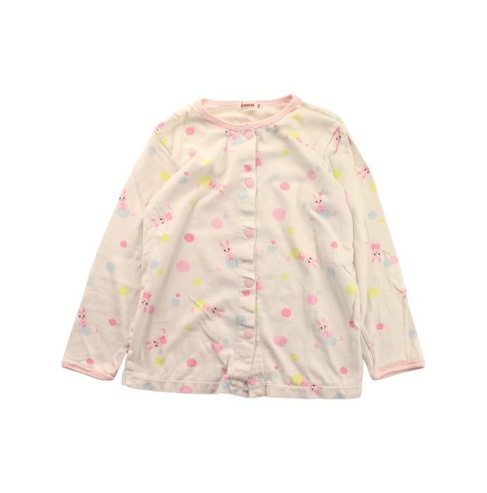 A White Pyjama Sets from Miki House in size 5T for girl. (Front View)