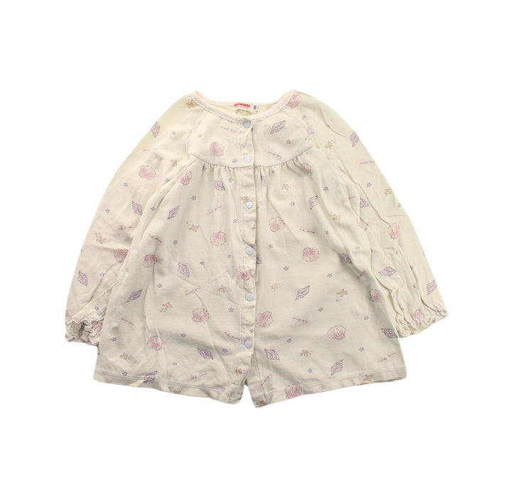 A White Pyjama Sets from Miki House in size 5T for girl. (Front View)