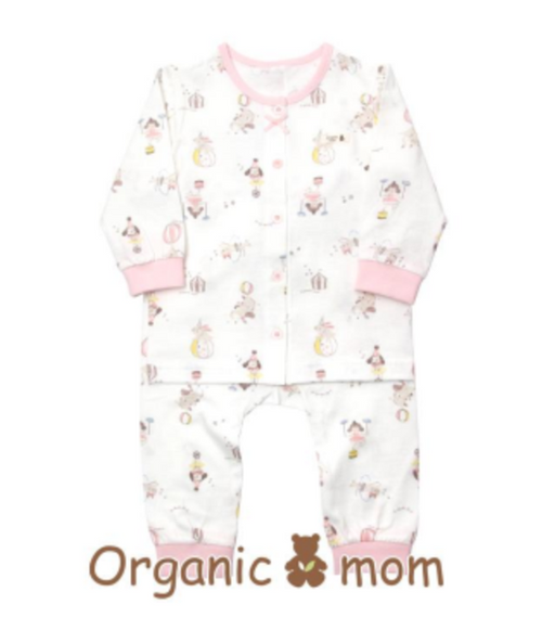 A White Pyjama Sets from Organic Mom in size 3-6M for girl. (Front View)