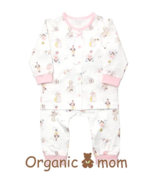 A White Pyjama Sets from Organic Mom in size 3-6M for girl. (Front View)