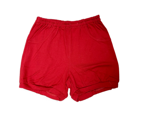 A Red Shorts from Organic Mom in size 3T for neutral. (Front View)