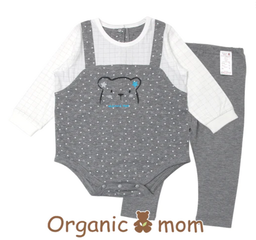 A Grey Bodysuits from Organic Mom in size 3-6M for boy. (Front View)