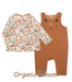 A Brown Overall Sets from Organic Mom in size 12-18M for girl. (Front View)