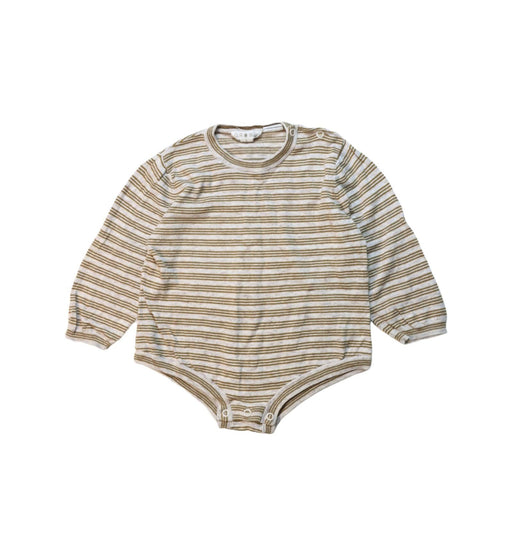 A Gold Long Sleeve Bodysuits from Grown in size 12-18M for neutral. (Front View)