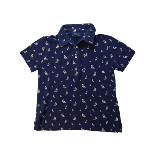 A Navy Short Sleeve Polos from Polo Ralph Lauren in size 5T for boy. (Front View)