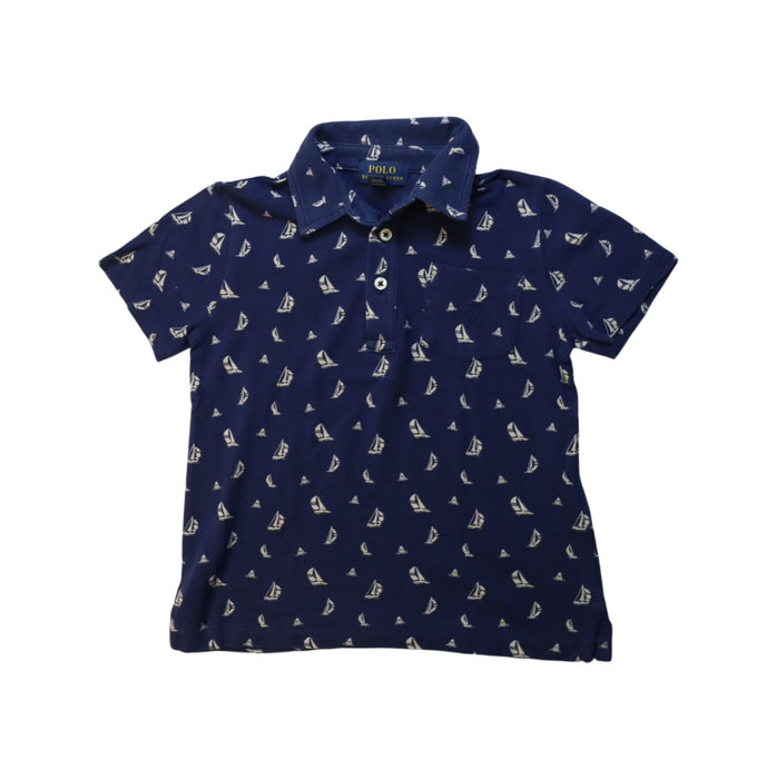 A Navy Short Sleeve Polos from Polo Ralph Lauren in size 5T for boy. (Front View)