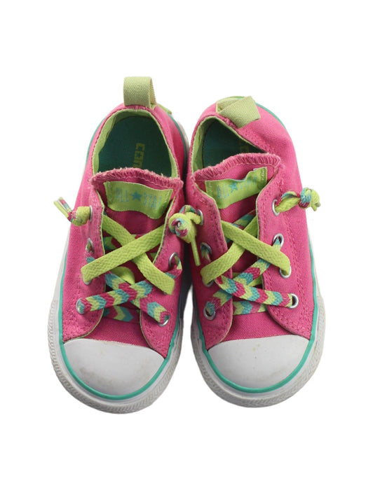 A Pink Sneakers from Converse in size 3T for girl. (Back View)