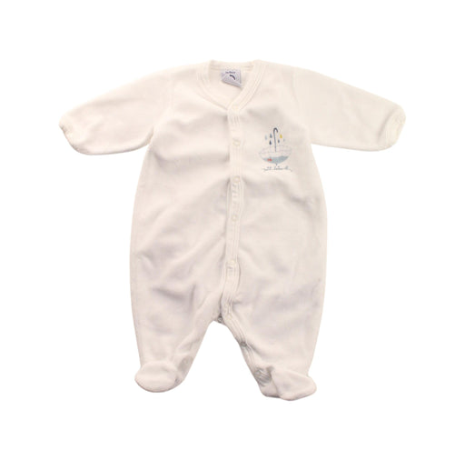 A White Onesies from Petit Bateau in size 0-3M for boy. (Front View)