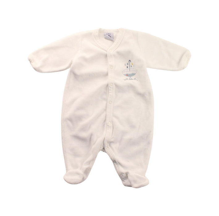 A White Onesies from Petit Bateau in size 0-3M for boy. (Front View)