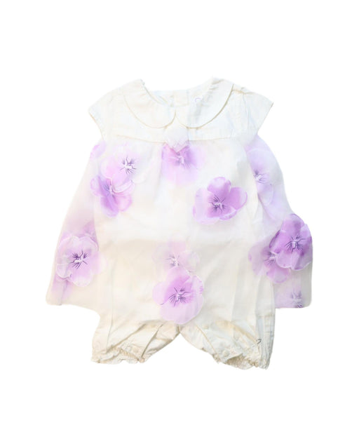 A White Short Sleeve Rompers from Chickeeduck in size 12-18M for girl. (Front View)