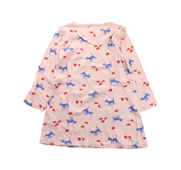 A Pink Long Sleeve Dresses from Petit Bateau in size 3T for girl. (Back View)