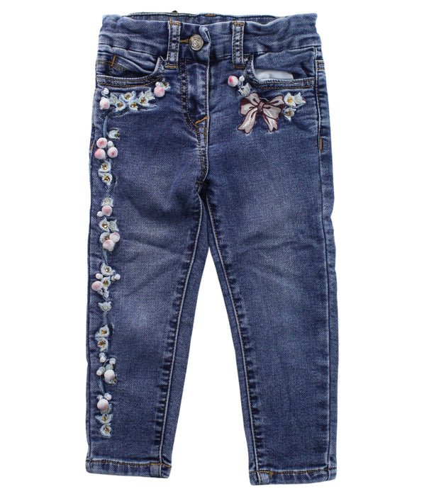 A Blue Jeans from Monnalisa in size 2T for girl. (Front View)