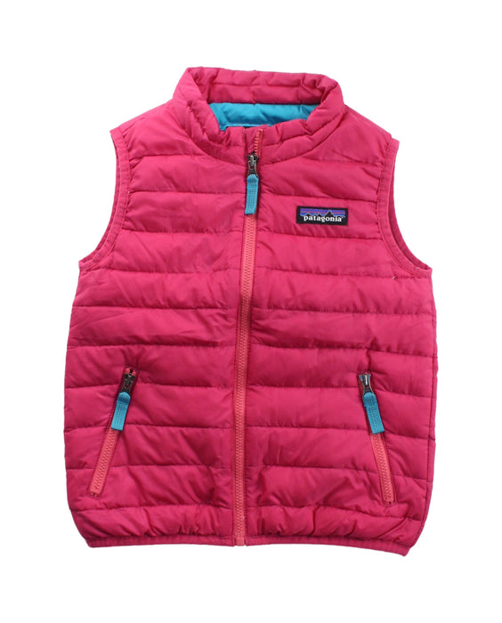 A Pink Outerwear Vests from Patagonia in size 3T for girl. (Front View)