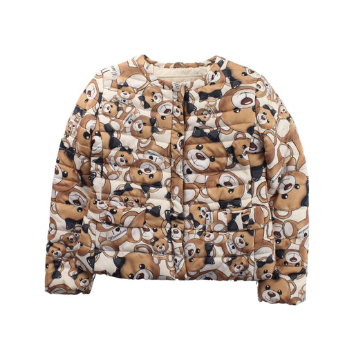 A Brown Puffer/Quilted Jackets from Monnalisa in size 4T for girl. (Front View)