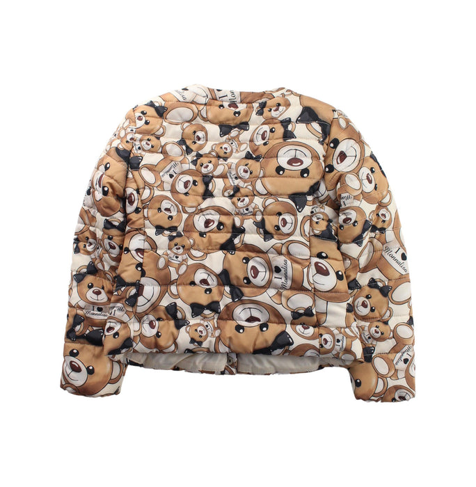 A Brown Puffer/Quilted Jackets from Monnalisa in size 4T for girl. (Back View)
