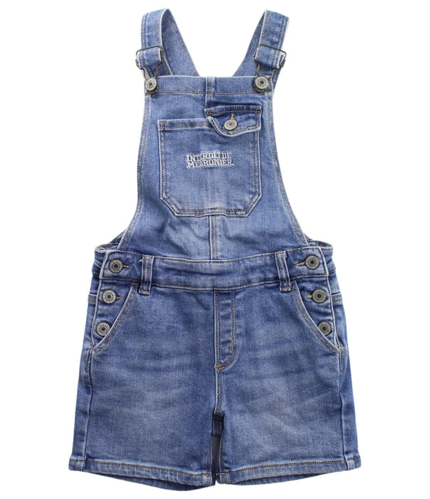 A Blue Overall Shorts from Interdit de me Gronder in size 6T for girl. (Front View)