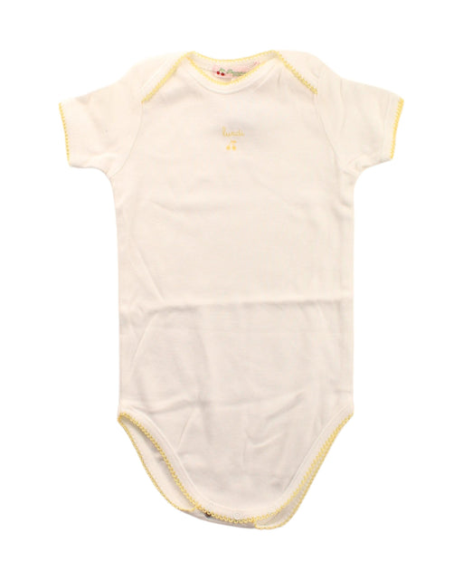 A White Short Sleeve Bodysuits from Bonpoint in size 6-12M for girl. (Front View)
