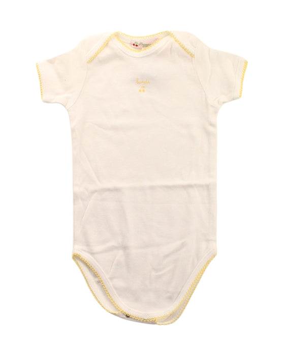 A White Short Sleeve Bodysuits from Bonpoint in size 6-12M for girl. (Front View)