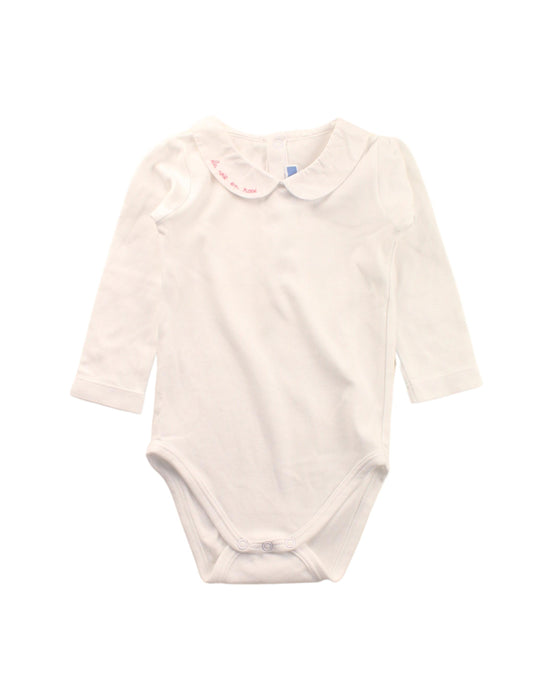 A White Long Sleeve Bodysuits from Jacadi in size 6-12M for girl. (Front View)