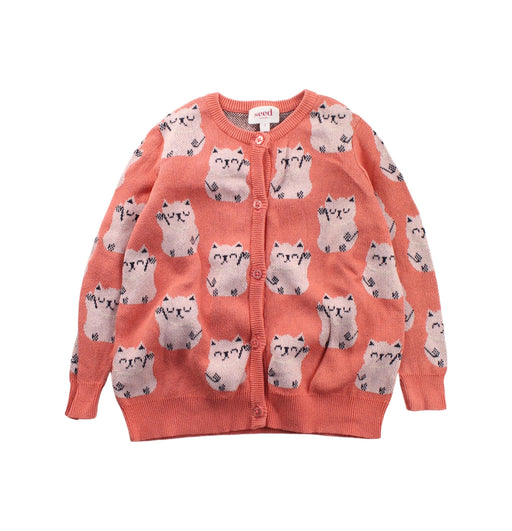 A Orange Cardigans from Seed in size 3T for girl. (Front View)