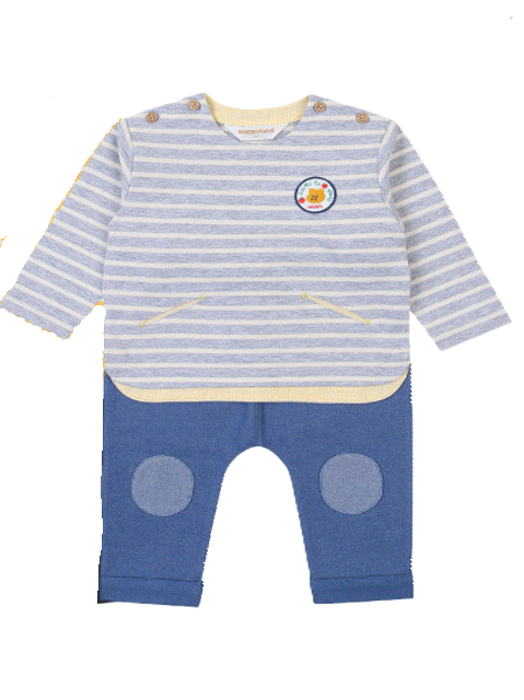 A Blue Pants Sets from Happyland in size 12-18M for boy. (Front View)
