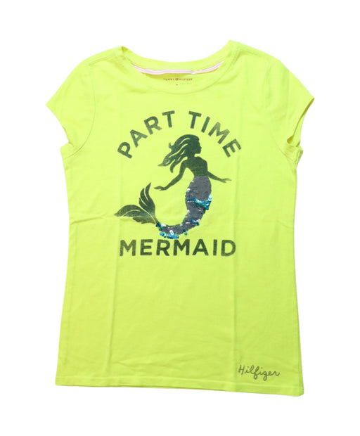 A Yellow Short Sleeve T Shirts from Tommy Hilfiger in size 8Y for girl. (Front View)