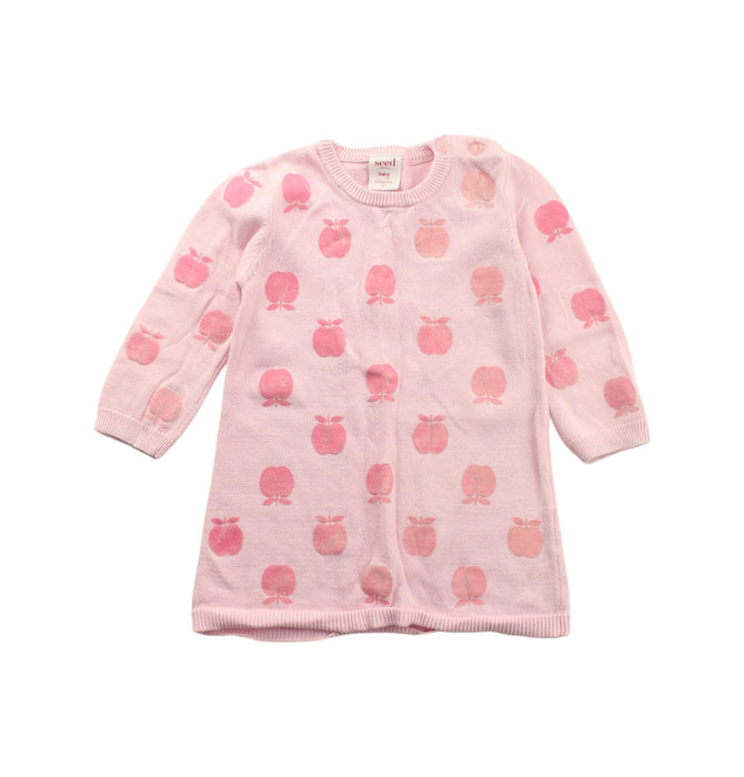 A Pink Sweater Dresses from Seed in size 6-12M for girl. (Front View)