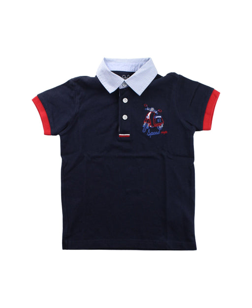 A Blue Short Sleeve Polos from Chickeeduck in size 4T for boy. (Front View)