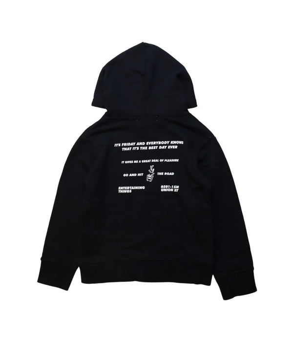 A Black Hooded Sweatshirts from Global  Work in size 5T for boy. (Back View)